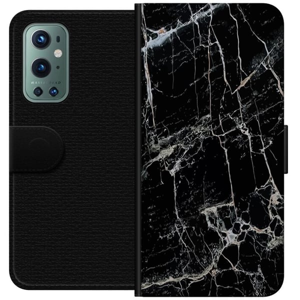 Kompatibel Tegnebogsetui til OnePlus 9 Pro Svart Marmor