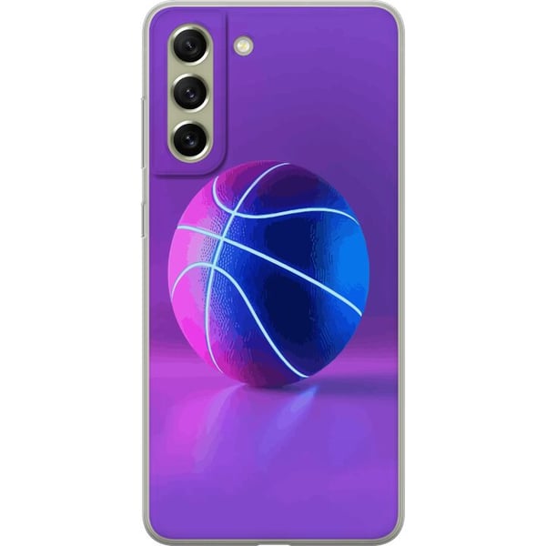 Yhteensopiva Puhelinkuori Samsung Galaxy S21 FE 5G Koripallojuliste neon koripallo urheilu hehkuva violetti sininen retro-kenttä urheilija urheiludes