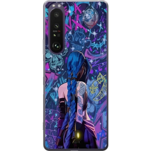 Kompatibel Mobilcover til Sony Xperia 1 III Farverig graffitiillustration med blåhåret karakter i urban neonstil og kreativ energi