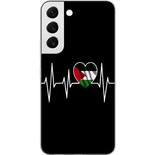 Kompatibelt Mobilskal till Samsung Galaxy S22 5G Palestina hjärta med EKG linje flaggfärger svart röd vit grön stark symbol för kärlek och frihet
