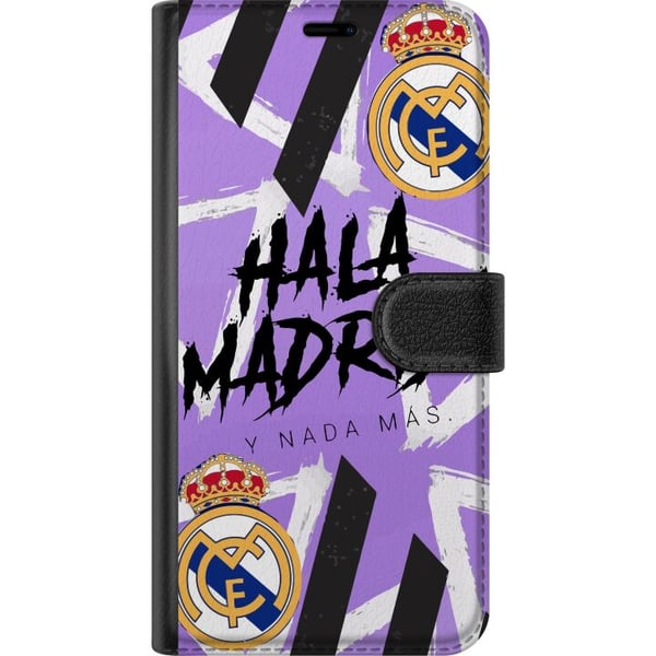 Kompatibelt Plånboksfodral till Google Pixel 10 Lila Hala Madrid design med klubbemblem och kraftfull sportgrafik perfekt för fotbollsfans som älskar