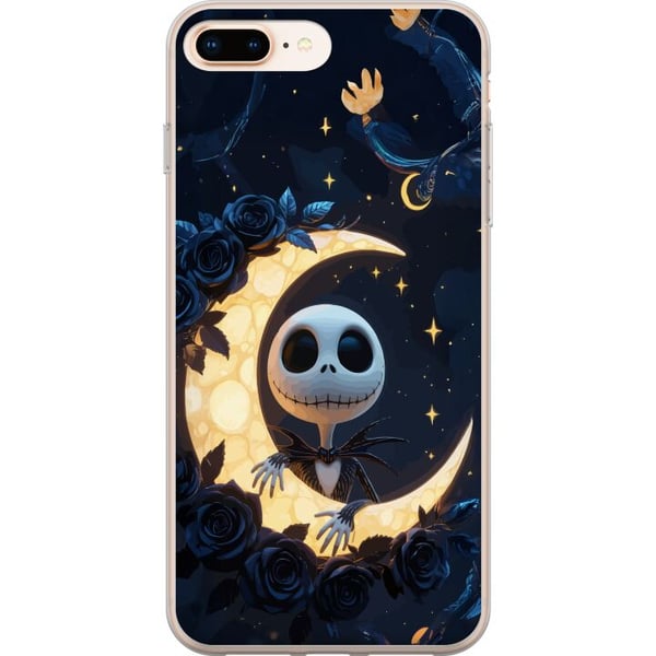 Yhteensopiva Puhelinkuori Apple iPhone 8 Plus Kuutamoskeletti – aihe, jossa luurankohahmo istuu tähdistä ja ruusuista ympäröidyllä kuulla Yhteensopiva Puhelinkuori Apple iPhone 8 Plus Kuutamoskeletti – aihe, jossa luurankohahmo istuu tähdistä ja ruusuista ympäröidyllä kuulla