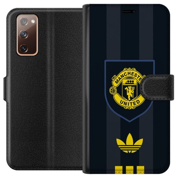 Kompatibelt Plånboksfodral till Samsung Galaxy S20 FE Manchester United poster Adidas crest fotboll klubb Premier League logo gul svart retro design
