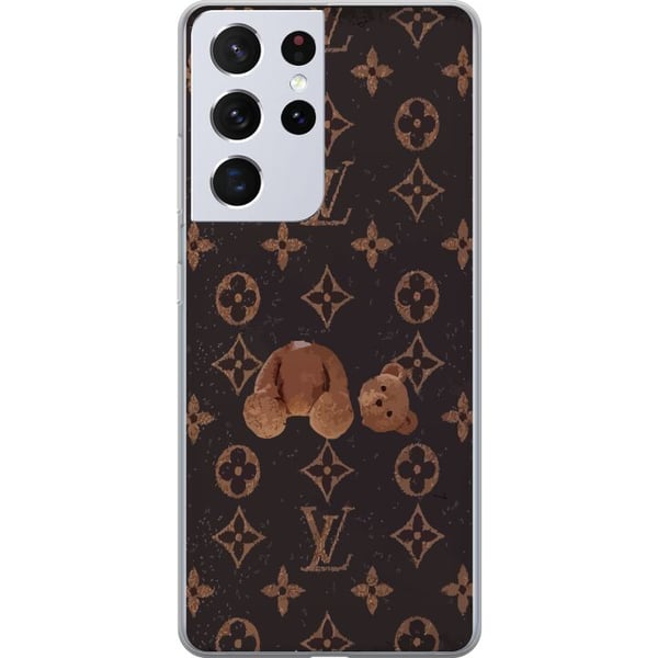 Yhteensopiva Puhelinkuori Samsung Galaxy S21 Ultra 5G Ylellinen monogrammikuvio, jossa on rikkinäinen nalle tumman muotivaikutteisen estetiikan keske