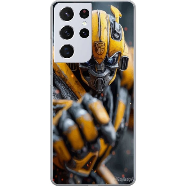Kompatibel Mobilcover til Samsung Galaxy S21 Ultra 5G Bumblebee Transformers gul robot mecha sci-fi actionkriger detaljeret cyberpunkheltemotiv plaka