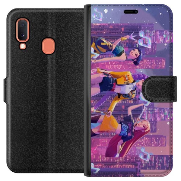 Kompatibelt Lommeboketui til Samsung Galaxy A20e Futuristisk K-pop-jentegruppe fra Demon Hunters i en neonby med popkultur og mørk fantasy-stemning Kompatibelt Lommeboketui til Samsung Galaxy A20e Futuristisk K-pop-jentegruppe fra Demon Hunters i en neonby med popkultur og mørk fantasy-stemning