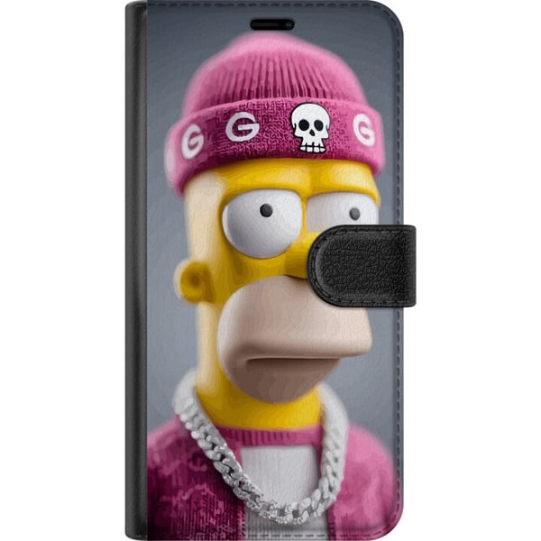 Kompatibelt Plånboksfodral till Apple iPhone 13 mini Homer Simpson inspirerad karaktär i rosa beanie kedja och streetstil perfekt för fans av Simpson
