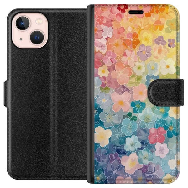 Kompatibelt Plånboksfodral till Apple iPhone 13 mini Småblomster Kompatibelt Plånboksfodral till Apple iPhone 13 mini Småblomster