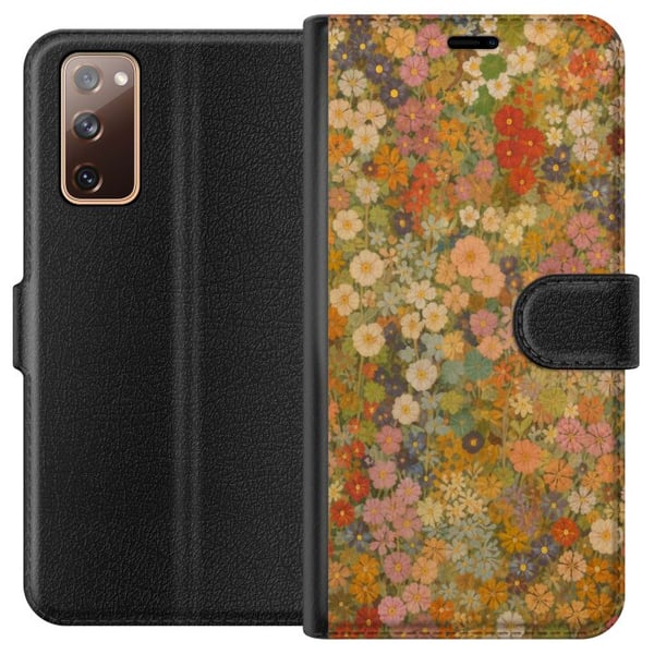 Kompatibelt Plånboksfodral till Samsung Galaxy S20 FE Blomsteräng i varma toner med nostalgisk målarkänsla
