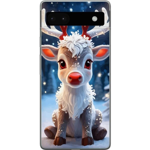Yhteensopiva Puhelinkuori Google Pixel 6a Söpö poro talvi joulumotiivi kawaii poro lumi valot kirkas maaginen joulu söpö juhla juliste