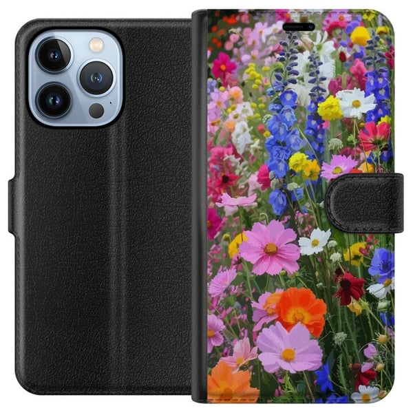 Yhteensopiva Lompakkokotelo Apple iPhone 13 Pro Kukkakuvioinen mobiilikuori kesäisellä niityllä ja luontomaisemalla