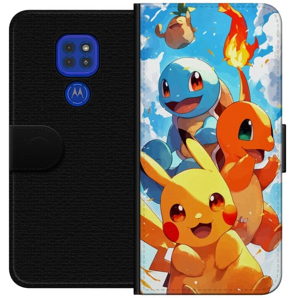 Kompatibel Tegnebogsetui til Motorola Moto G9 Play Pocket Creatures - inspireret af Pokémon uden at nævne navnet