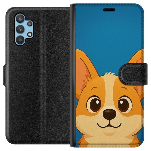 Kompatibelt Plånboksfodral till Samsung Galaxy A32 5G Hello Corgi Kompatibelt Plånboksfodral till Samsung Galaxy A32 5G Hello Corgi