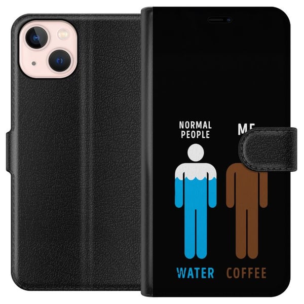 Kompatibelt Lommeboketui til Apple iPhone 13 mini Morsom minimalistisk illustrasjon med teksten normal people water me coffee perfekt for kaffeelsker Kompatibelt Lommeboketui til Apple iPhone 13 mini Morsom minimalistisk illustrasjon med teksten normal people water me coffee perfekt for kaffeelsker