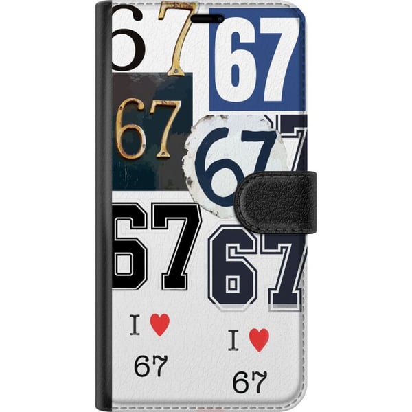Yhteensopiva Lompakkokotelo Samsung Galaxy A33 5G 67-meemi vintage-numerokollaasi – retro 6–7-numerodesign klassisilla kirjasimilla ja vintage-tunnel