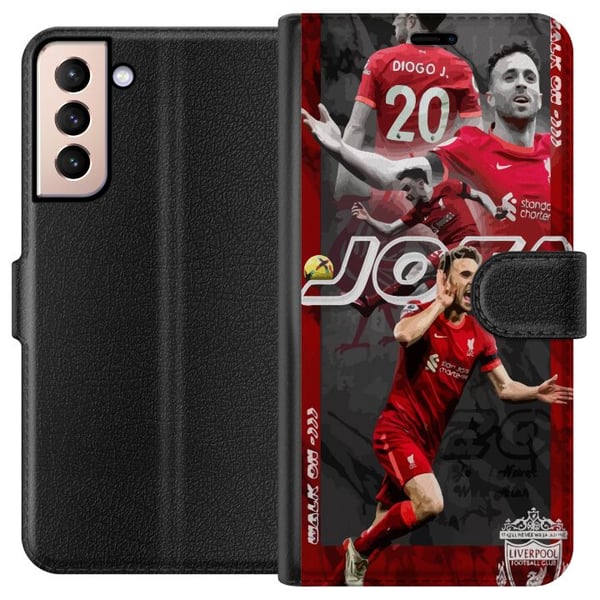 Kompatibelt Lommeboketui til Samsung Galaxy S21 Liverpool FC Diogo Jota fotballplakat Portugal spiss nr. 20 Premier League angriper Reds-fankunst
