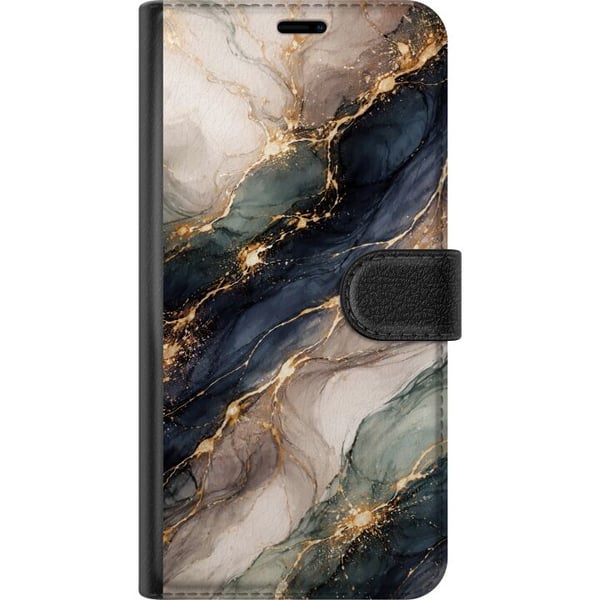 Kompatibelt Lommeboketui til Apple iPhone 11 Luksuriøs abstrakt marmorkunst i svart, hvitt og gull med elegante linjer, eksklusivt design for plakate