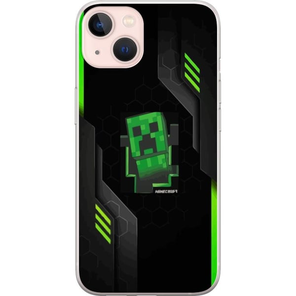 Kompatibelt Mobildeksel til Apple iPhone 13 Grønn pikselbasert, creeperlignende spillillustrasjon i futuristisk neonstil for gamingrom Kompatibelt Mobildeksel til Apple iPhone 13 Grønn pikselbasert, creeperlignende spillillustrasjon i futuristisk neonstil for gamingrom