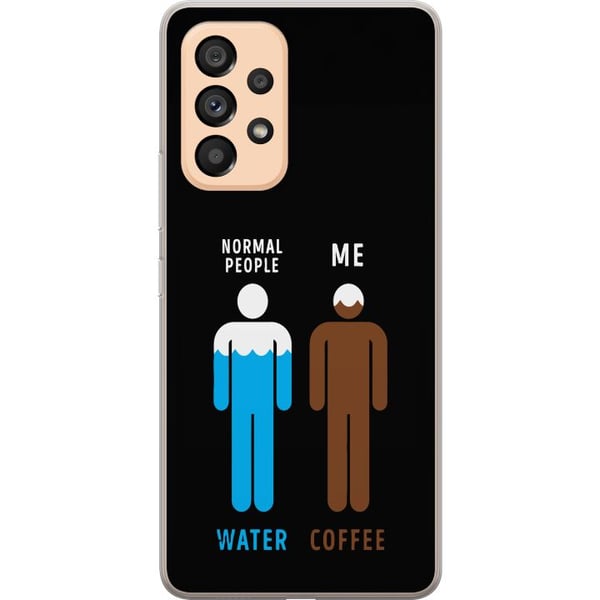 Kompatibelt Mobildeksel til Samsung Galaxy A53 5G Morsom minimalistisk illustrasjon med teksten normal people water me coffee perfekt for kaffeelsker