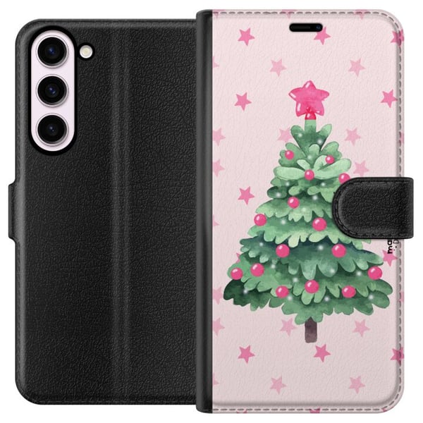 Kompatibel Tegnebogsetui til Samsung Galaxy S23+ Akvareljuletræ i rosa nuancer med stjerner og kugler, et charmerende og blødt julemotiv, der passer Kompatibel Tegnebogsetui til Samsung Galaxy S23+ Akvareljuletræ i rosa nuancer med stjerner og kugler, et charmerende og blødt julemotiv, der passer