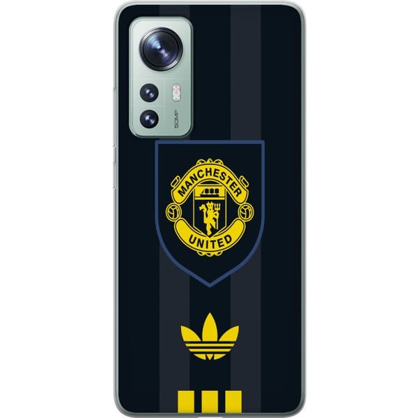 Kompatibel Mobilcover til Xiaomi 12 Manchester United plakat Adidas våbenskjold fodboldklub Premier League logo gul sort retro design kunst