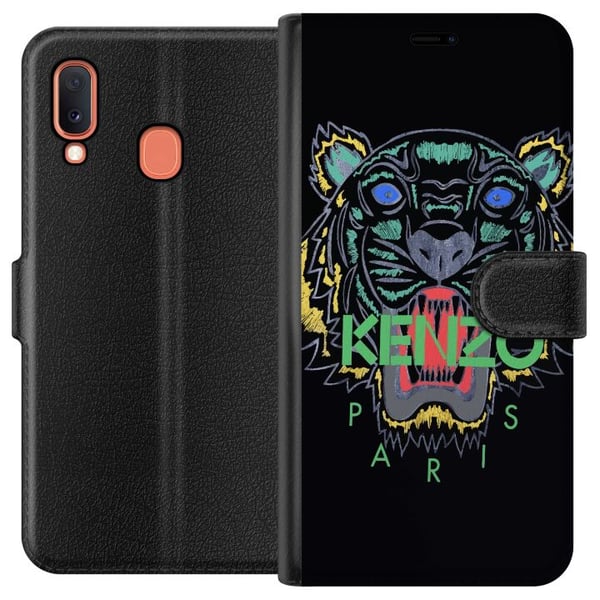 Kompatibelt Plånboksfodral till Samsung Galaxy A20e Kenzo tiger Paris mode poster fashion luxury streetwear brand logo ikonisk svart bakgrund retro a