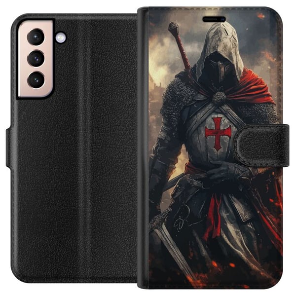 Kompatibelt Lommeboketui til Samsung Galaxy S21 tempelridder korsridder korsfarer kriger middelalderrustning kors sverd fantasy kjemper plakatdesign