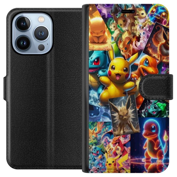 Yhteensopiva Lompakkokotelo Apple iPhone 13 Pro Pokémon-kuvitus – Pikachu, Eevee ja Charmander värikkäässä designissa Yhteensopiva Lompakkokotelo Apple iPhone 13 Pro Pokémon-kuvitus – Pikachu, Eevee ja Charmander värikkäässä designissa