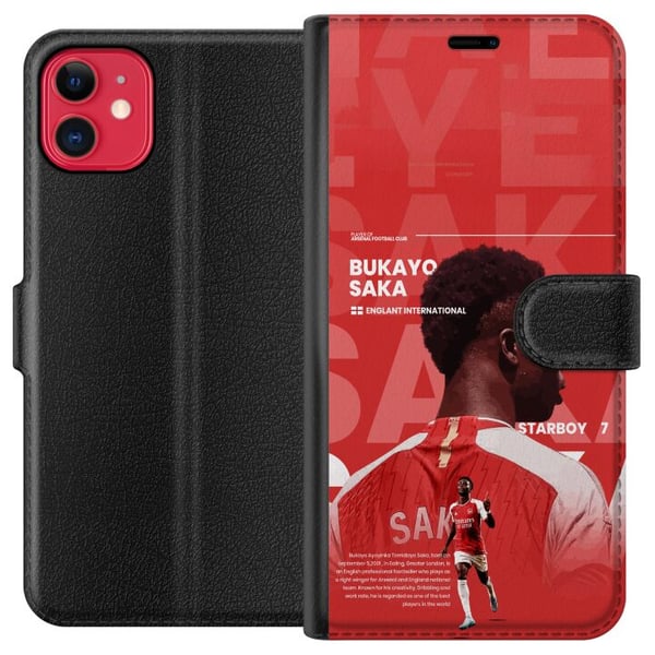 Kompatibelt Plånboksfodral till Apple iPhone 11 Bukayo Saka Arsenal England 16 assist trots skada fotboll ytter snabb kreativ offensiv kraft som är n Kompatibelt Plånboksfodral till Apple iPhone 11 Bukayo Saka Arsenal England 16 assist trots skada fotboll ytter snabb kreativ offensiv kraft som är n