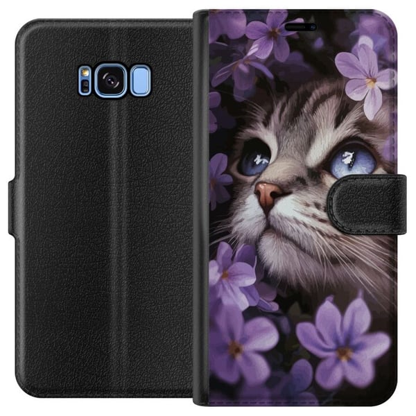 Kompatibelt Plånboksfodral till Samsung Galaxy S8 Kat och blommor