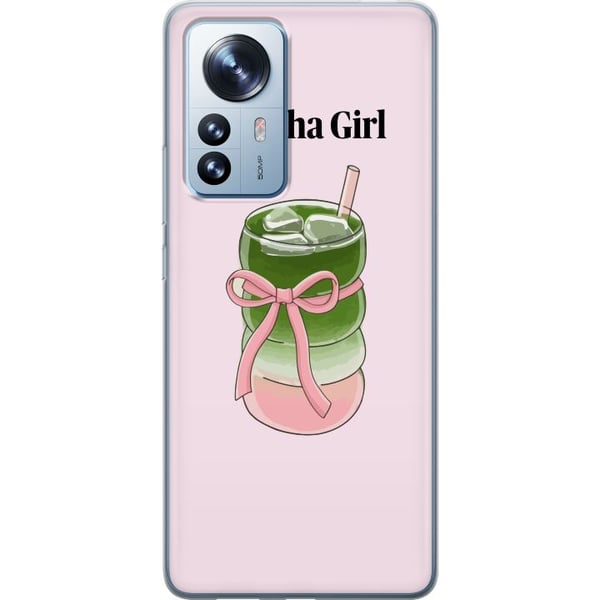 Yhteensopiva Puhelinkuori Xiaomi 12 Pro Matcha Girl -kuvitus – kawaii-henkinen teen inspiroima design vaaleanpunaisella rusetilla