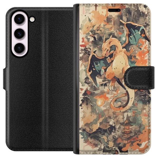 Kompatibel Tegnebogsetui til Samsung Galaxy S23+ Legenden om ilddragen, ildspruttende drage i japansk kunststil, vintageillustration med templer og r