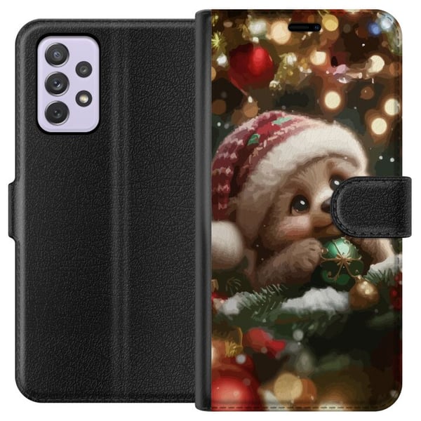 Kompatibelt Plånboksfodral till Samsung Galaxy A52s 5G Julsovbjörn kulor söt björn cosy lights christmas kawaii warm holiday cute winter poster Kompatibelt Plånboksfodral till Samsung Galaxy A52s 5G Julsovbjörn kulor söt björn cosy lights christmas kawaii warm holiday cute winter poster