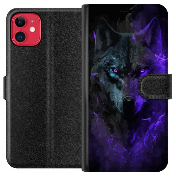 Kompatibel Tegnebogsetui til Apple iPhone 11 Ulven Lilla Kompatibel Tegnebogsetui til Apple iPhone 11 Ulven Lilla