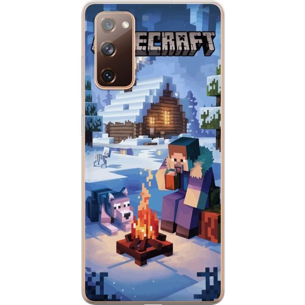 Kompatibelt Mobilskal till Samsung Galaxy S20 FE Minecraft vintermotiv med Steve varg lägereld och snöig stuga spelillustration för Minecraft fans Kompatibelt Mobilskal till Samsung Galaxy S20 FE Minecraft vintermotiv med Steve varg lägereld och snöig stuga spelillustration för Minecraft fans