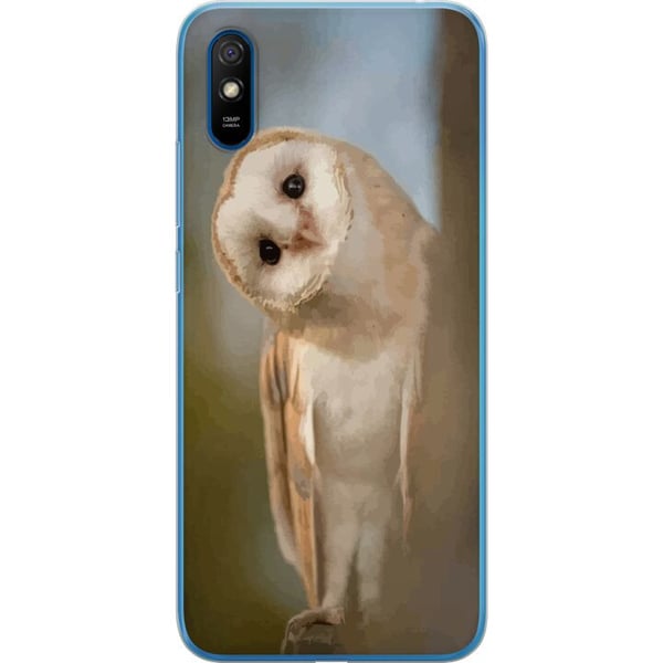 Kompatibelt Mobilskal till Xiaomi Redmi 9A Uggla Nyfiken Blick Fågelmotiv Skog Natur Grafiskt Design