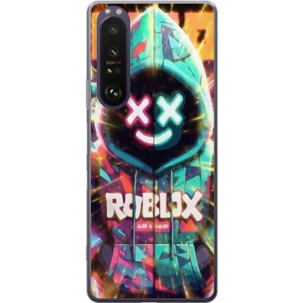 Kompatibel Mobilcover til Sony Xperia 1 III Neonfarvet Roblox-inspireret hoodiefigur med lysende effekter og energifyldt baggrund, kraftfuld gaming-i