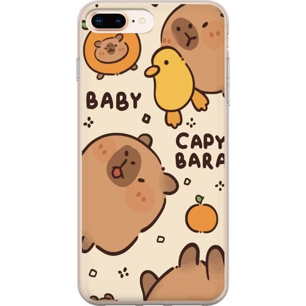 Kompatibel Mobilcover til Apple iPhone 8 Plus Kawaii-kapivarillustration – Sødt tegnet design med ænder og appelsiner