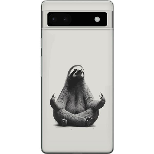 Yhteensopiva Puhelinkuori Google Pixel 6a Meditoiva laiskiainen – hurmaava, rauhallinen design, jossa yhdistyvät huumori, rentoutuminen ja suloinen e