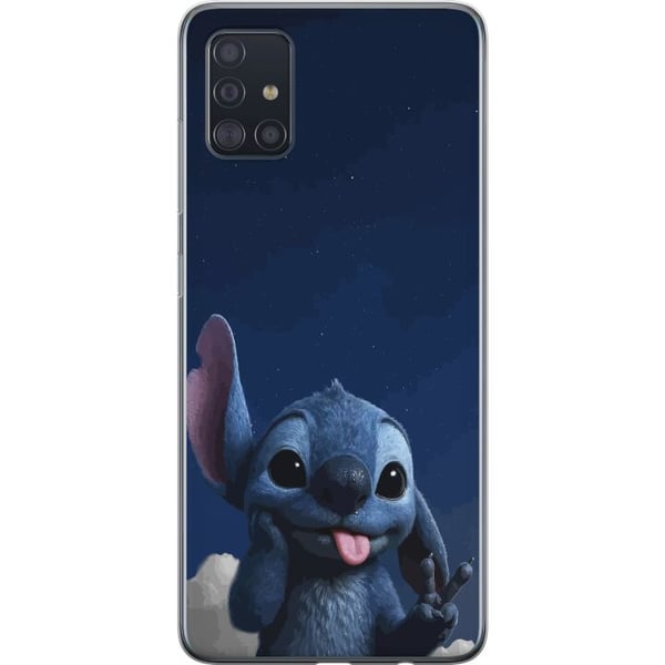 Kompatibelt Mobilskal till Samsung Galaxy A51 Stitch Disney blå alien Lilo and Stitch kawaii character night sky stjärnhimmel cute cartoon art