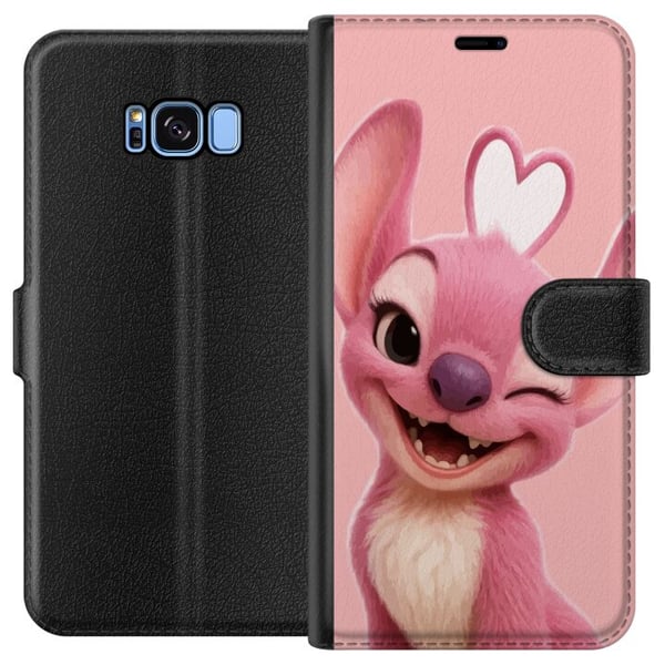 Kompatibelt Plånboksfodral till Samsung Galaxy S8 Angel rosa figur blinkar gullig design med hjärta kärlek lekfullhet och söt energi i pastelltoner