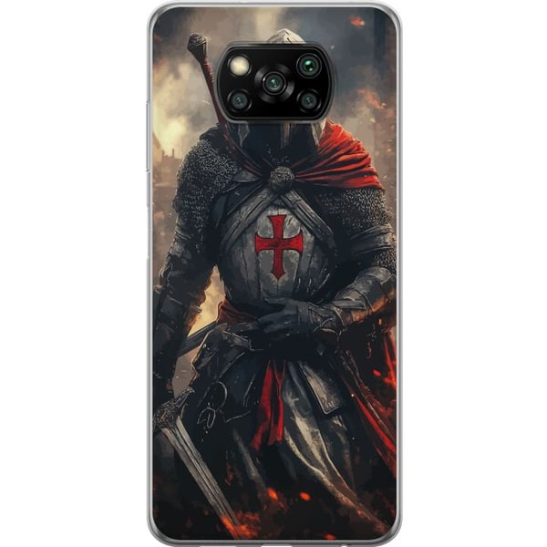 Kompatibel Mobilcover til Xiaomi Poco X3 NFC tempelridder korsridder korsfarer kriger middelalderrustning kors sværd fantasy kæmper plakatdesign