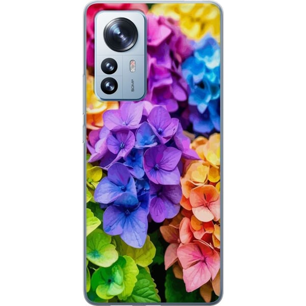 Kompatibel Mobilcover til Xiaomi 12 Pro Hortensia hortensiablomster farverige blomster regnbue blomstermønster lilla pink blå gul orange kunst