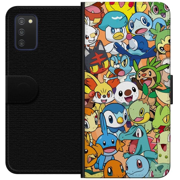 Kompatibelt Lommeboketui til Samsung Galaxy A03s Pokémon-design – Pikachu-kollasj i fargerik illustrasjon for samlere