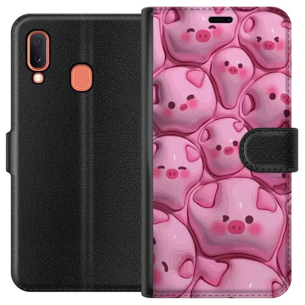 Kompatibelt Plånboksfodral till Samsung Galaxy A20e Bubbliga Grisar Kompatibelt Plånboksfodral till Samsung Galaxy A20e Bubbliga Grisar