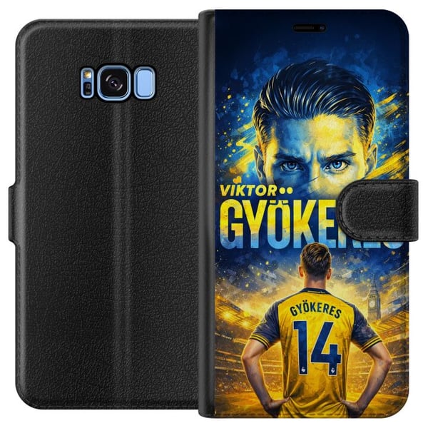 Kompatibelt Plånboksfodral till Samsung Galaxy S8 Viktor Gyökeres fotbollsposter i gul-blå färgskala med dramatisk stadionbakgrund, sportillustration Kompatibelt Plånboksfodral till Samsung Galaxy S8 Viktor Gyökeres fotbollsposter i gul-blå färgskala med dramatisk stadionbakgrund, sportillustration