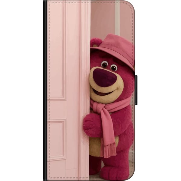 Kompatibelt Lommeboketui til Samsung Galaxy A03s Rosa bamse med hatt og skjerf, søtt pastellfarget design fylt med kjærlighet, humor og varme