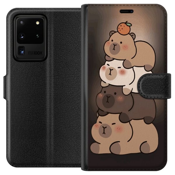 Kompatibel Tegnebogsetui til Samsung Galaxy S20 Ultra Kapybara Kawaii sød dyrefigur