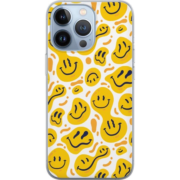 Kompatibelt Mobilskal till Apple iPhone 13 Pro Lekfullt smileymönster med gula former i modern grafisk stil