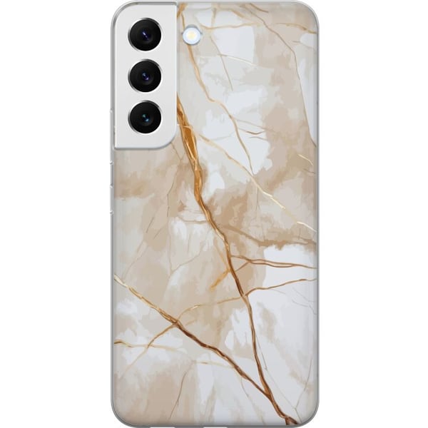 Kompatibelt Mobilskal till Samsung Galaxy S22 5G Vit marmor med guldådror elegant lyxig design perfekt för dig som älskar stil och klass